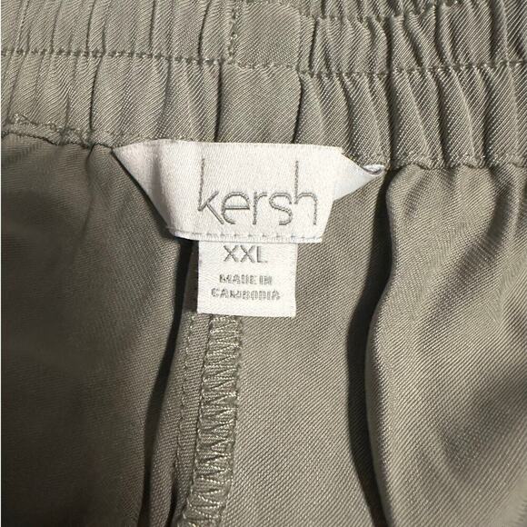 Kersh Drawstring Shorts Women's Size XXL Olive Green Loose 4-inch Summer - Picture 3 of 7